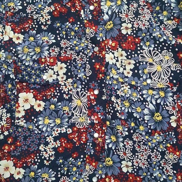 Adriano Goldschmied Women's Size XS Silk Blouse Snap Button Floral Western Boho - Picture 6 of 15